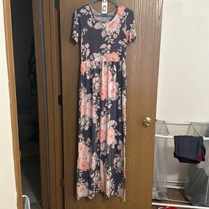 HEIMISH USA Floral Maxi Dress - Gray and Pink